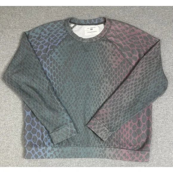 Sol Angeles Anthropologie Sweatshirt Womens 1X Animal Print Pullover Made‎ USA - Picture 2 of 12